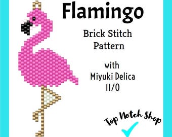 Flamingo Brick Stitch Pattern: Beaded Earrings, Keychain, Charm (Digital PDF)