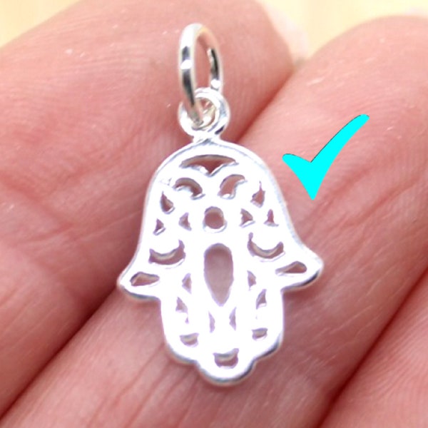 Sterling Silver Hamsa Hand Charm - Sterling Silver Filigree Hamsa Hand Charm - Hamsa Hand Charm - Hamsa Charm