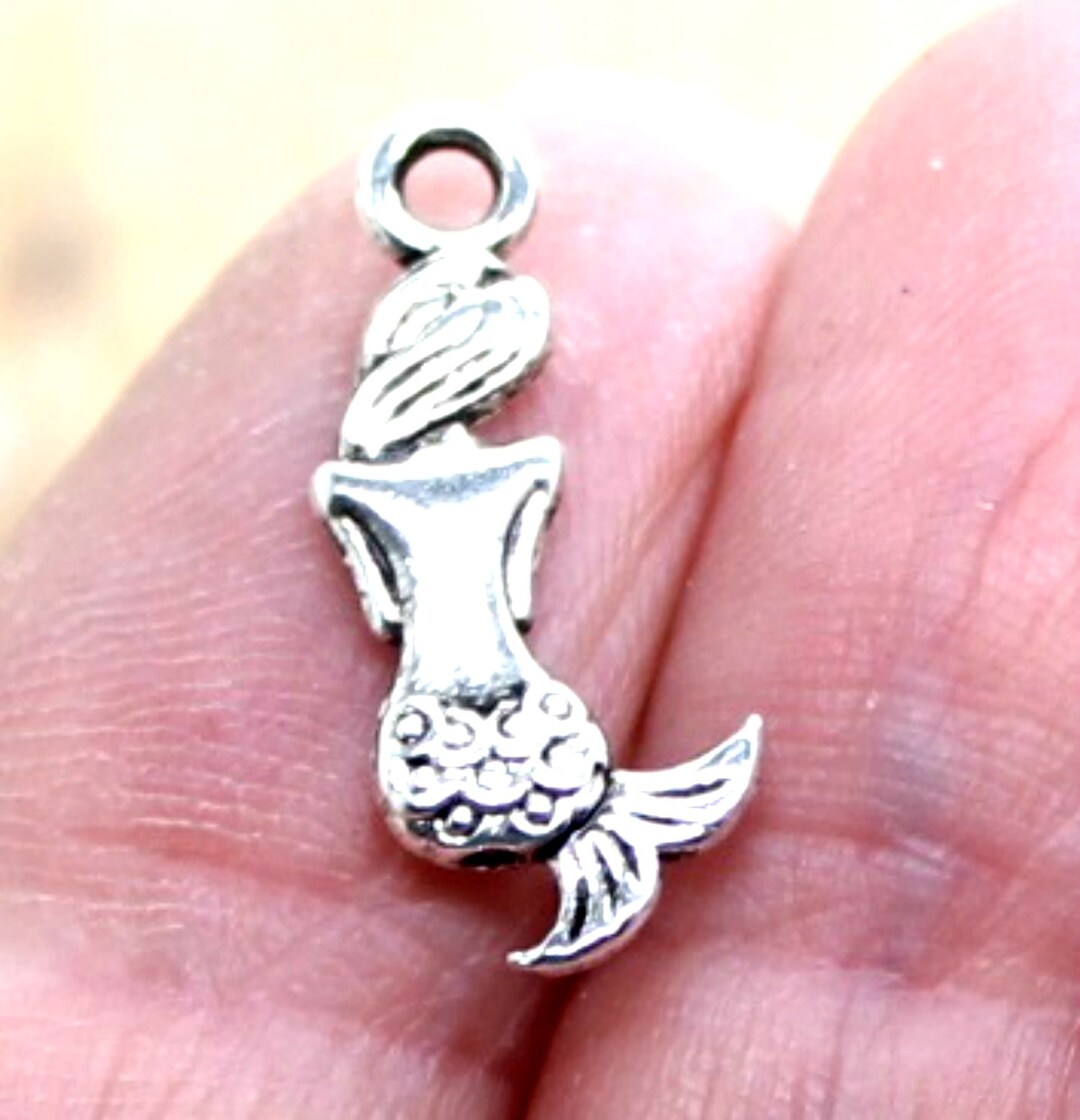 10 Mermaid Charms Antique Silver Mermaid Charms Mermaid Etsy