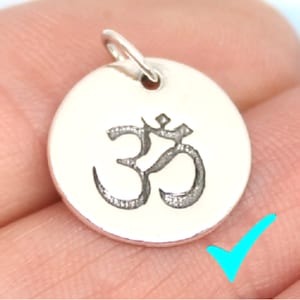 Sterling Silver OM Charm: Elegant Yoga Pendant (14mm)