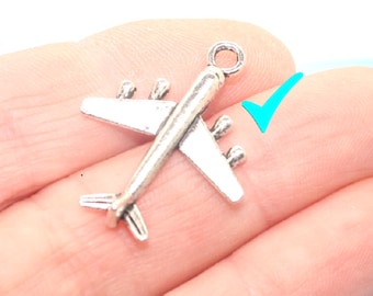 JewelsObsession Sterling Silver 26mm Airplane Charm w/Lobster Clasp JewelsObsession Sterling Silver 26mm Airplane Charm w/Lobster Clasp