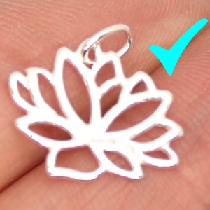 Sterling Silver Lotus Flower Charm: Delicate Pendant (13x15mm)