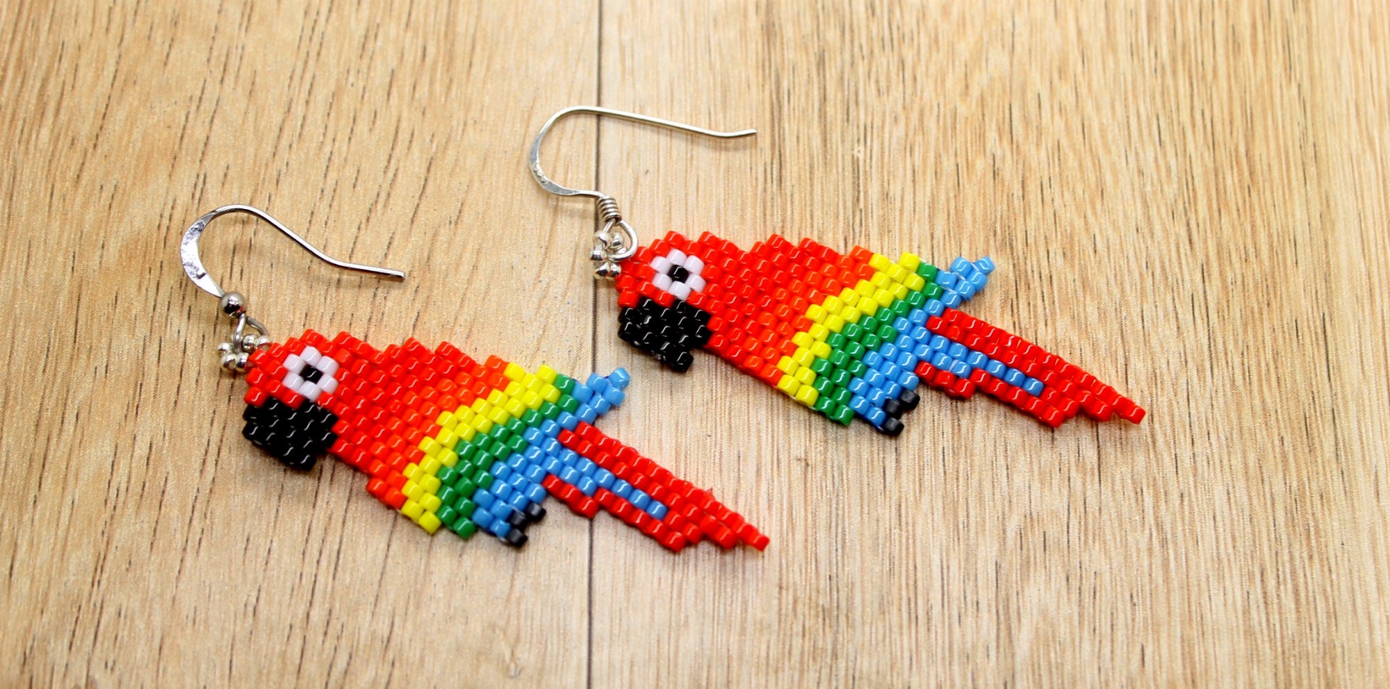 Parrot Earrings Beaded Parrot Earrings Miyuki Delica Etsy
