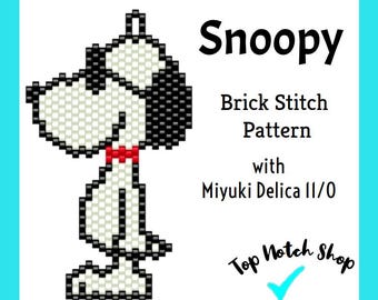Snoopy Brick Stitch Pattern: Earrings, Pendant, Keychain (Digital PDF)