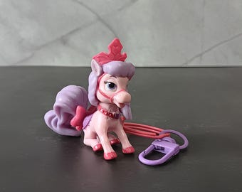 Disney Palace Pets miniature Bloom figure Upcycled keychain - Aurora's pet pony thrifted toy Figurine Made Backpack Accessory, Zipper Charm