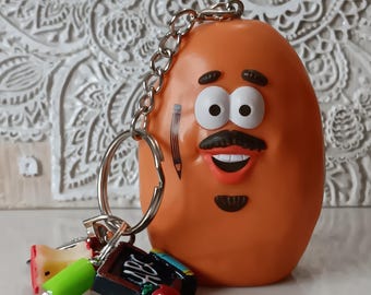 Professor Chicken Nugget Upcycled Key Chain - McDonald&#39;s Nugget Buddy Made Teacher Reclaimed Backpack Accessory, Bag Charm, Keychain, Jumble