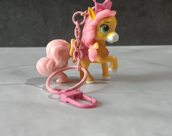 Disney Princess Palace Pets "Petit" mini figure Upcycled keychain - Belle's pony toy figurine made into an Accessory or zipper/bottle charm