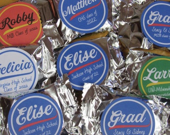 Graduation Party Favors - 30 York Peppermint Patty Chocolate Mint Candy Inspired Custom Personalized Stickers - Easy, Budget Friendly Grad