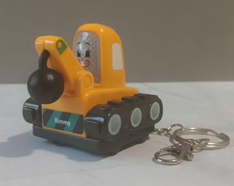 Kimmy Demolition Crane Toy Upcycled Keychain - VTech Go! Go! Cory Carson Construction Toy Made into an Accessory, Zipper or Bottle Charm
