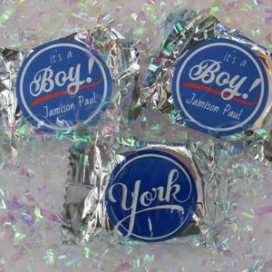 It&#39;s a Boy! - 30 York Peppermint Patty Inspired Custom Personalized Stickers- Easy DIY Chocolate Mint Candy Baby Shower Party favors