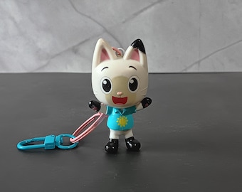 Pandy Paws toy Figurine Upcycled Keychain- Thrifted Gabby's Dollhouse Character Made Zipper or Bottle Charm, Backpack Accessory or Key Chain