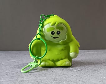 Sasquatch Toy Upcycled Keychain - Reclaimed Thrifted Vinyl Rubber Yeti Character Made into a Zipper Charm or Backpack Accessory Key Chain