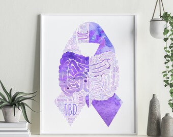 Nube de palabras de la cinta de concienciación sobre la EII, arte de la colitis ulcerosa de la enfermedad de Crohn