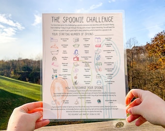 Printed Spoonie Challenge, Chronic Illness Spoon Theory Challenge Document