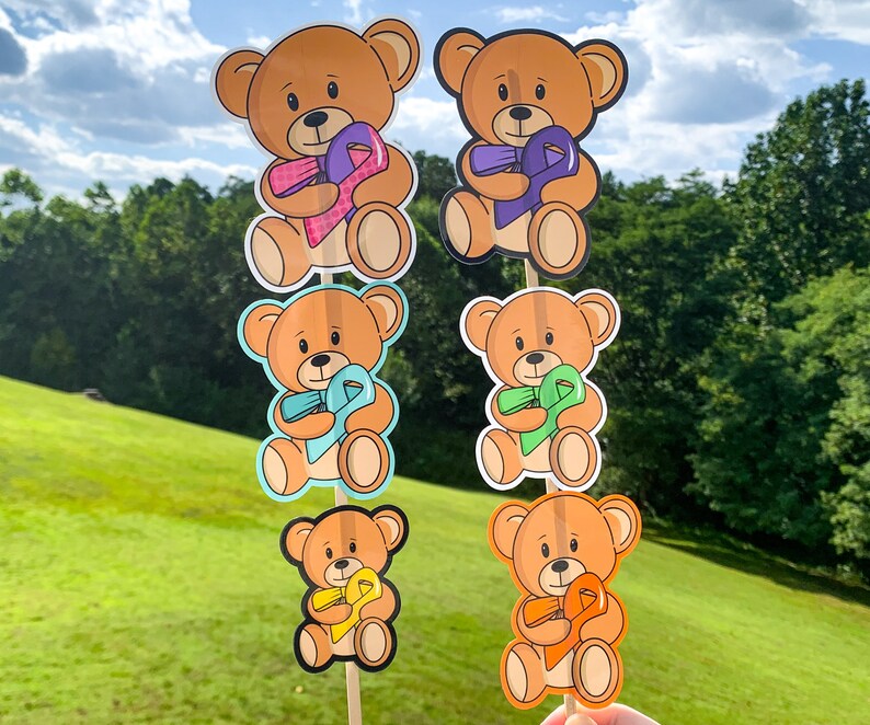 Awareness Bear Sticker, Awareness Ribbon Teddy Bear Sticker Decal - Etsy