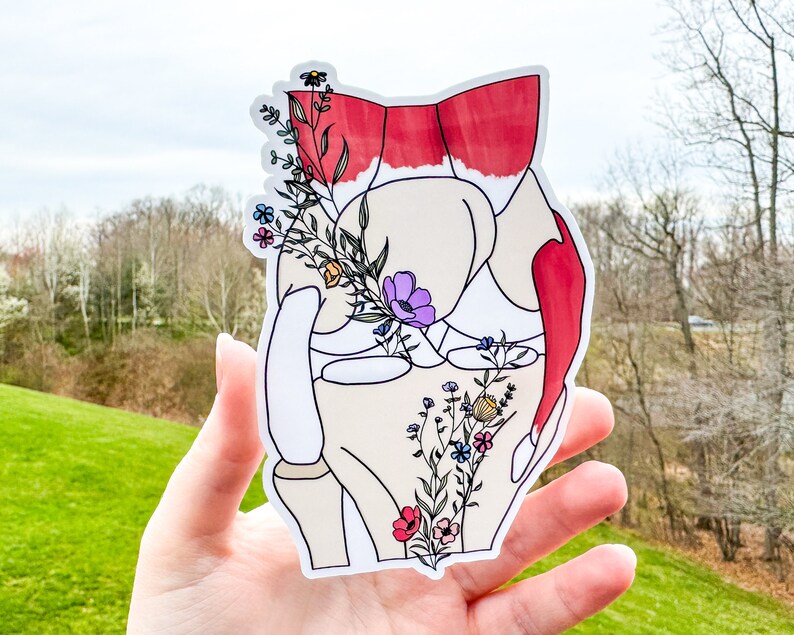 Knee Sticker, Floral Anatomy Knee Awareness Sticker - Etsy
