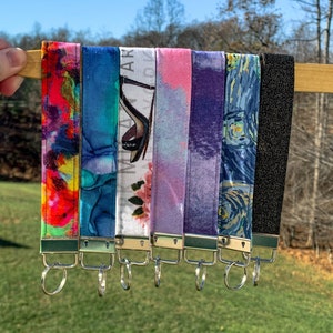 Cotton Customizable Key Fob Wristlet, Wrist Lanyard Keychain