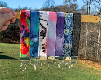 Cotton Customizable Key Fob Wristlet, Wrist Lanyard Keychain
