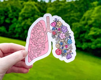 Lungenaufkleber, Blumenanatomie-Lungenkrankheitsbewusstseinsaufkleber, Mukoviszidose, Asthma, Pulmologen-Atemwegstherapeut
