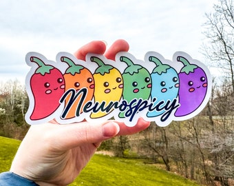 Neurospicy Sticker, Neurodiversity Rainbow Pepper Sticker, Autism ADHD Awareness