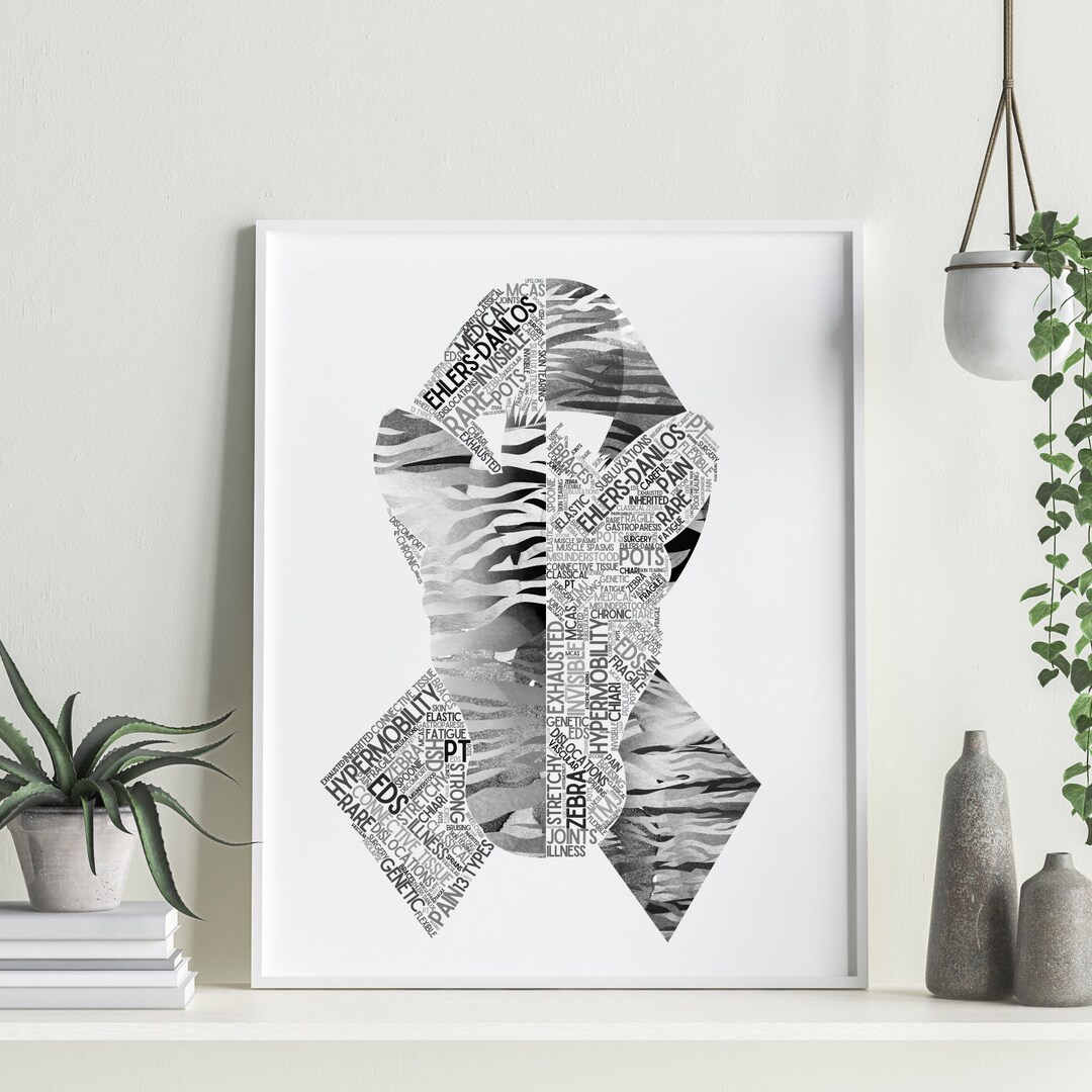 EDS Awareness Ribbon Word Cloud, Ehlers Danlos Zebra Art - Etsy