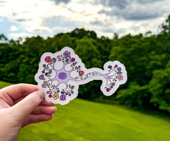 Neuron Sticker, Floral Anatomy Neuron Awareness Sticker, Neuropathy Awareness, CRPS Sticker, Multiple Sclerosis, Parkinson's