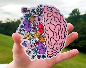 Brain Sticker, Floral Anatomy Floral Brain Awareness Sticker