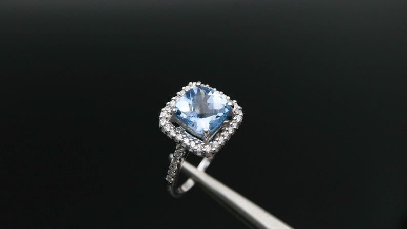 Square Blue Topaz Ring November Birthstone Ring Blue Topaz Ring Gemstone Ring