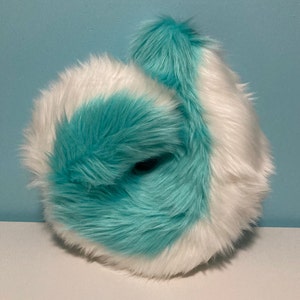Large Curly Fursuit Tail (Turquoise and White)