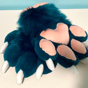 Puffy Fursuit Handpaws v.2 (Teal)