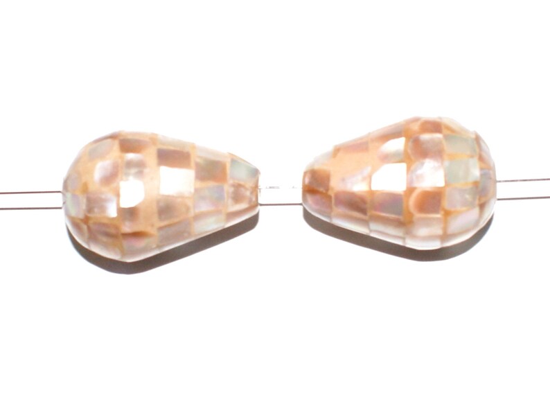 Abalone Paua sea ears sea opal shell mother-of-pearl beaded mosaic drops #MUS1