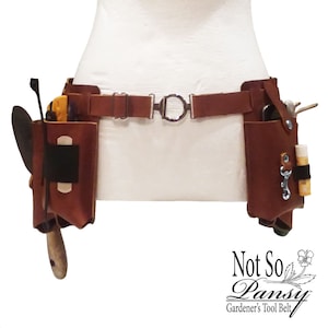 Not So Pansy Gardener's Leather Tool Belt in Brown Leather