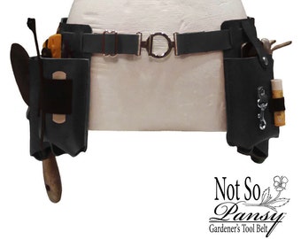Leather Garden Tool Belt, Adjustable Pocket Florist Tool Bag