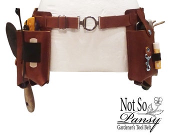 Not So Pansy Gardener's Leather Tool Belt in Brown Leather