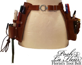 Posh La Fleur Florist's Leather Tool Belt in Brown Leather
