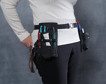 Black Leather Florist Tool Belt, Posh La Fleur Design, Garden Gift