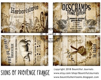 Signs of Provence France printable: French Country Printable, Vintage Signs, Junk Journal Printable, Vintage Printable Art