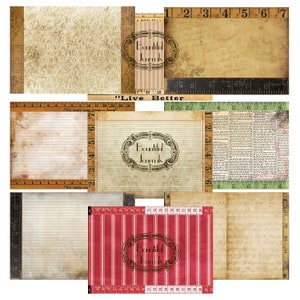 Vintage Rulers Journal Kit Backgrounds Wooden Rulers Digital Download