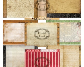 Vintage Rulers Journal Kit Backgrounds Wooden Rulers Digital Download