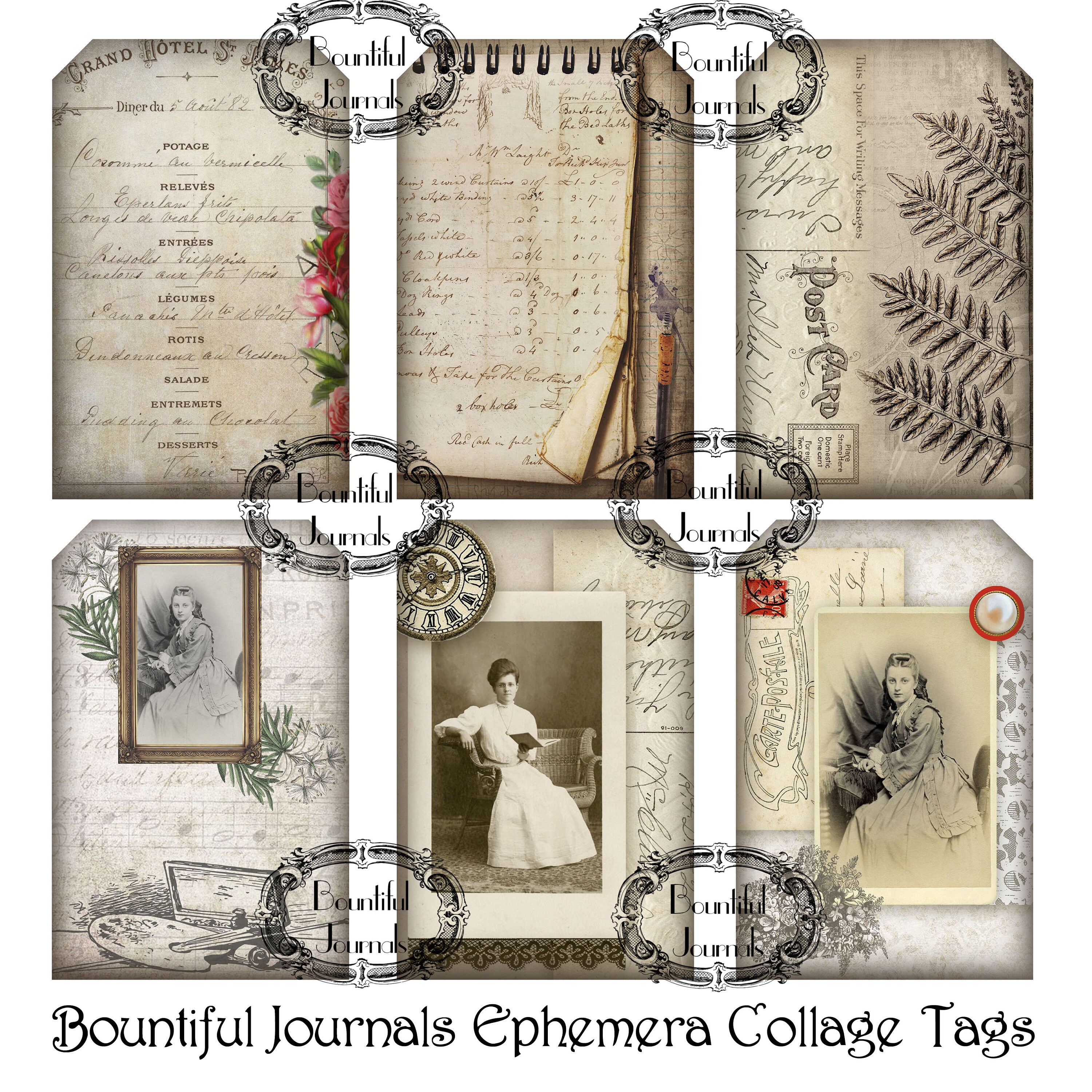 Vintage Ephemera Collage Digital Kit Junk Journal Printables - Etsy
