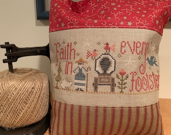 Faith in Every Footstep cross stitch pattern pdf digital download color and B&W