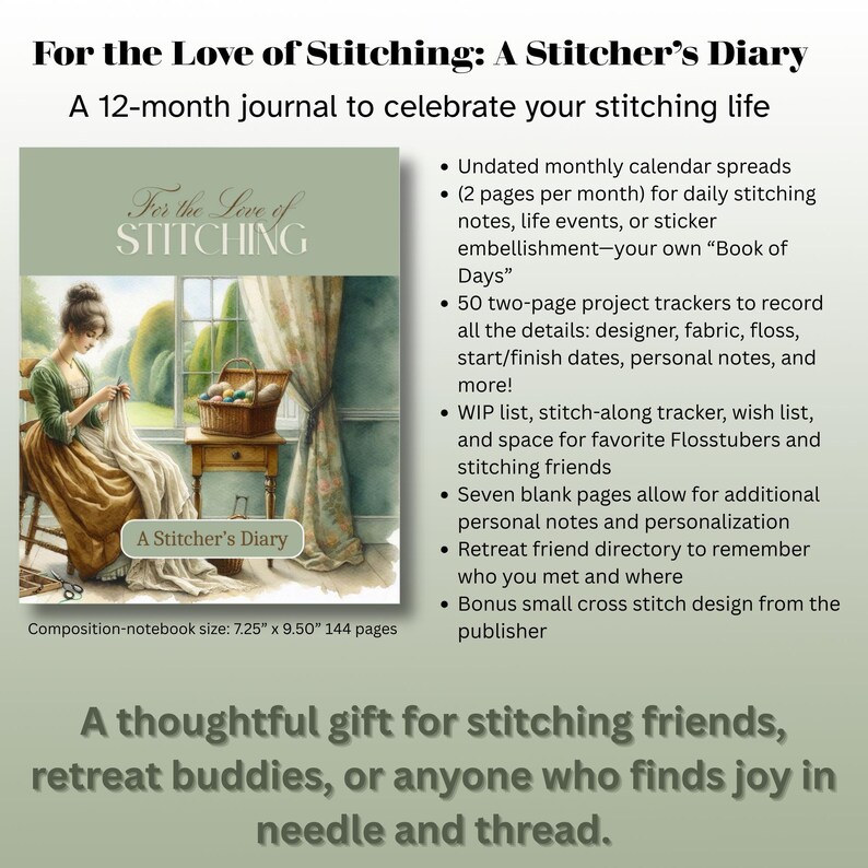 For the Love of Stitching: A Stitcher's Diary Journal Notebook ...