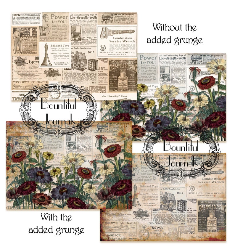 Layered Vintage Ephemera Journal Backgrounds Digital Download - Etsy