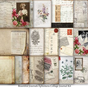 Vintage Ephemera Collage Journal Kit Background Pages