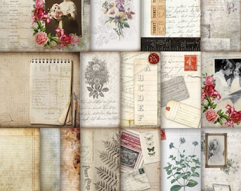 Vintage Ephemera Collage Journal Kit Background Pages