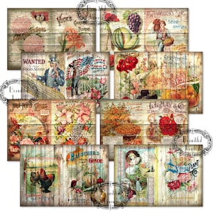 Vintage Seed Catalog Journal Backgrounds Digital Download Rustic Gardening
