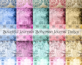 Boho junk journal pagina's BOHO mandala's juweeltonen digitaal papier downloaden