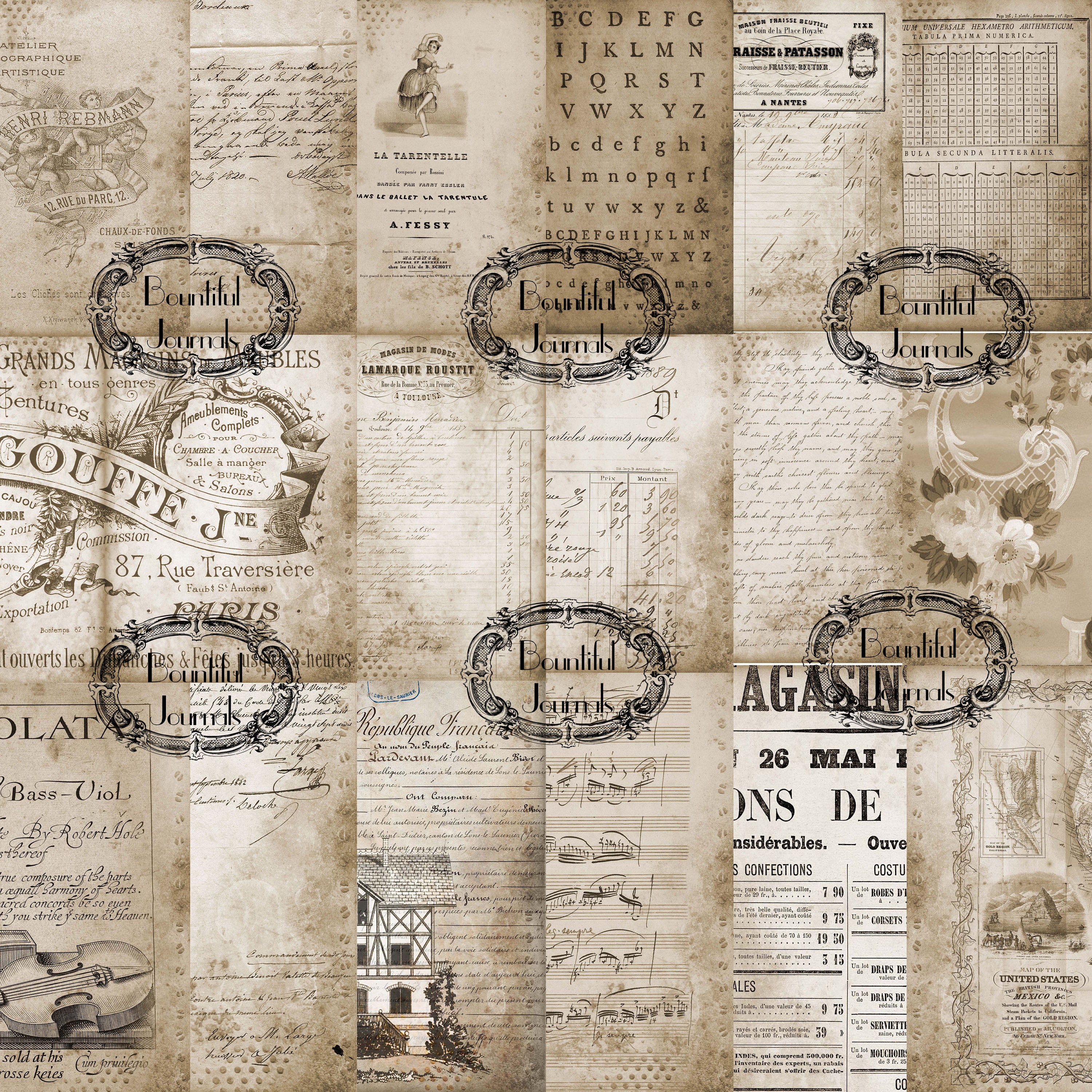 Vintage Grunge Ephemera Digital Journal Kit | Etsy