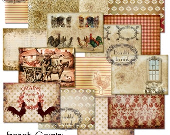 French Country Digital Journal Backgrounds Kit; Junk Journals; France Junk Journal Kit Printable Journal DIY  instant download