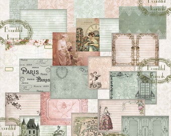 Paris Digital Journal Kit; Junk Journals; France Junk Journal Kit, Printable Journal Kit, DIY Ephemera Instant Download
